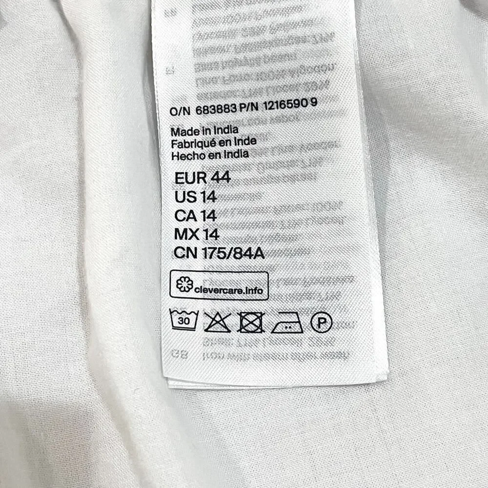 COS Embroidered Wide-Leg Pants Women Ivory with Silver SZ 14